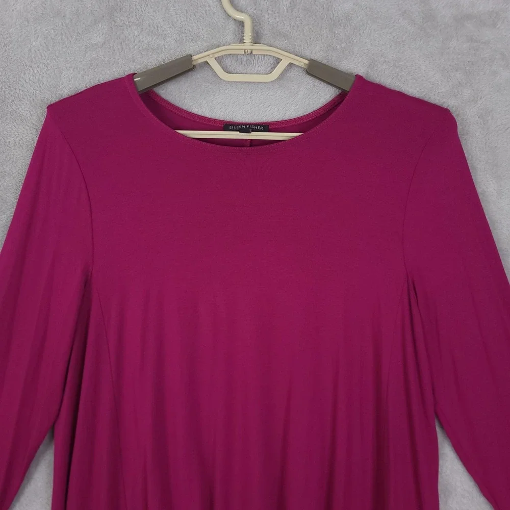 Eileen Fisher Shirt Womens Large Pink Viscose Stretch Tunic Top Made USA - Picture 5 of 12